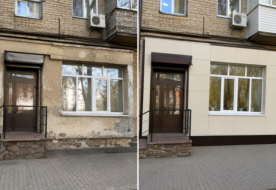 Фасад до и после обновления